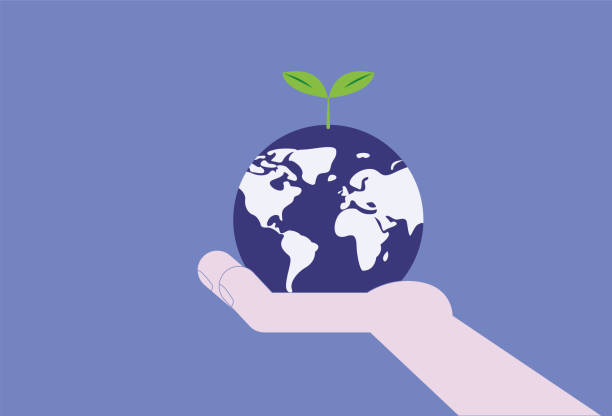 holding the earth with hands, environmental protection concept illustration - 智慧農業(yè) 幅插畫檔、美工圖案、卡通及圖標